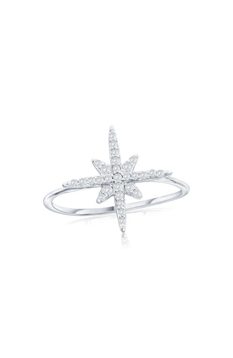 Sterling Silver Cubic Zirconia North Star Ring