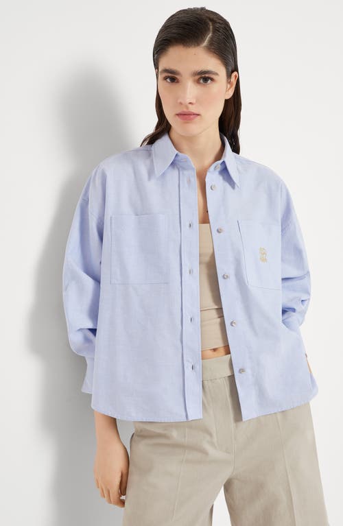 Brunello Cucinelli Oxford Shirt In Azure