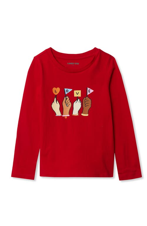 Lands' End Girls Plus Long Sleeve Graphic Tee In Red
