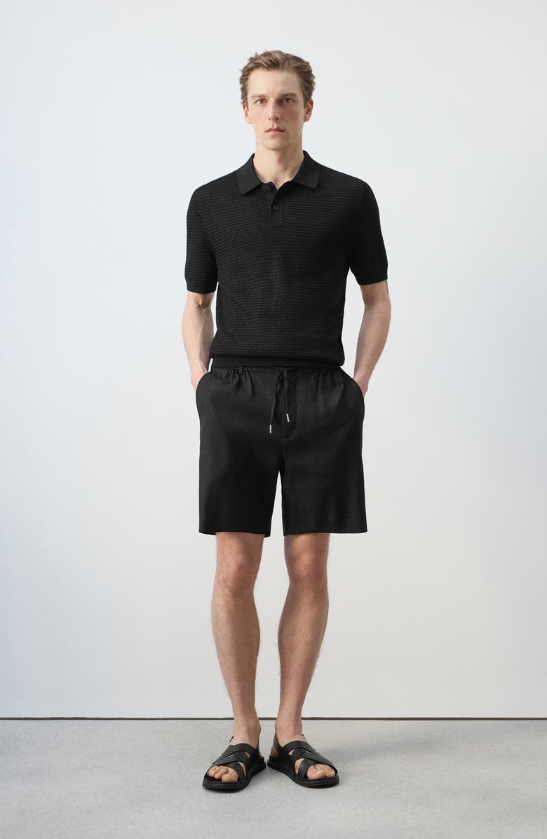 MANGO Structured Polo Shirt, Alternate, color, Black