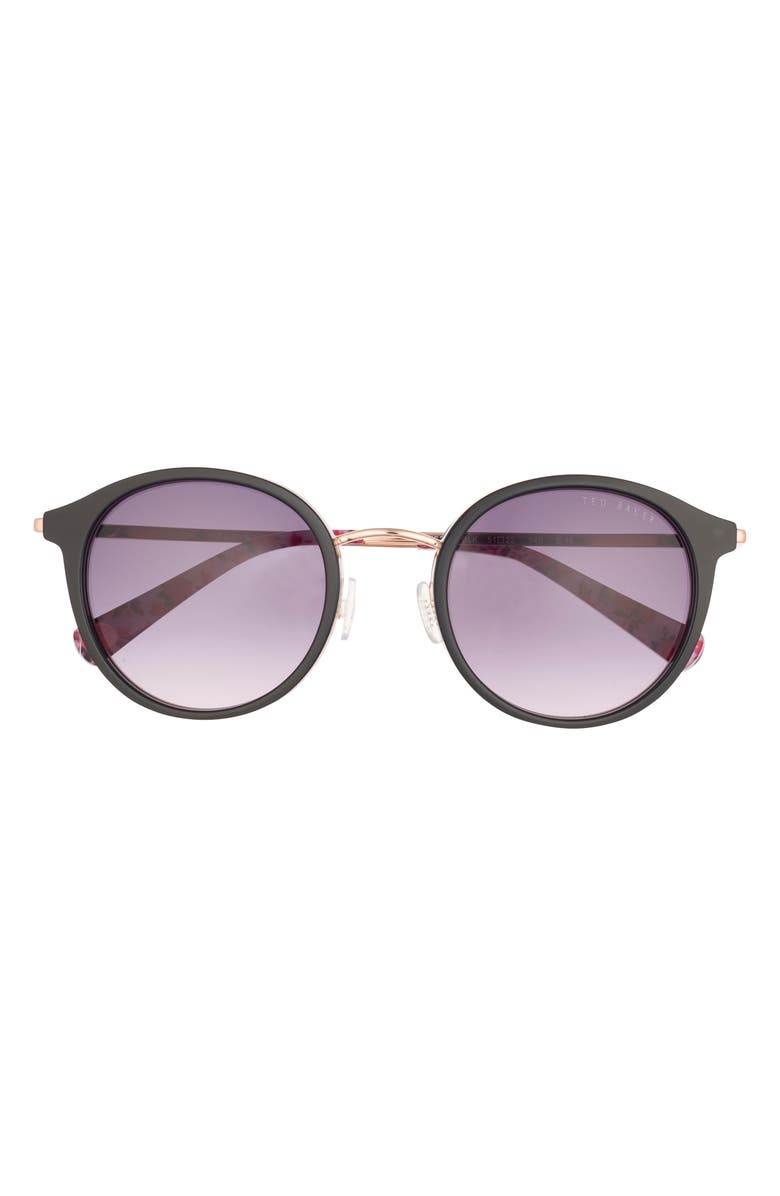 Ted Baker 51mm Round Sunglasses, Main, color, Black