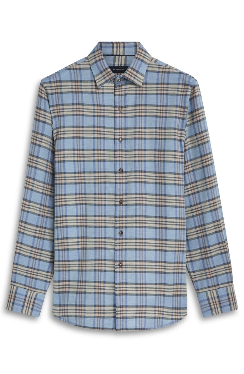Bugatchi Karl Shaped Fit Plaid Cotton & Cashmere Button-Up Shirt, Alternate, color, 