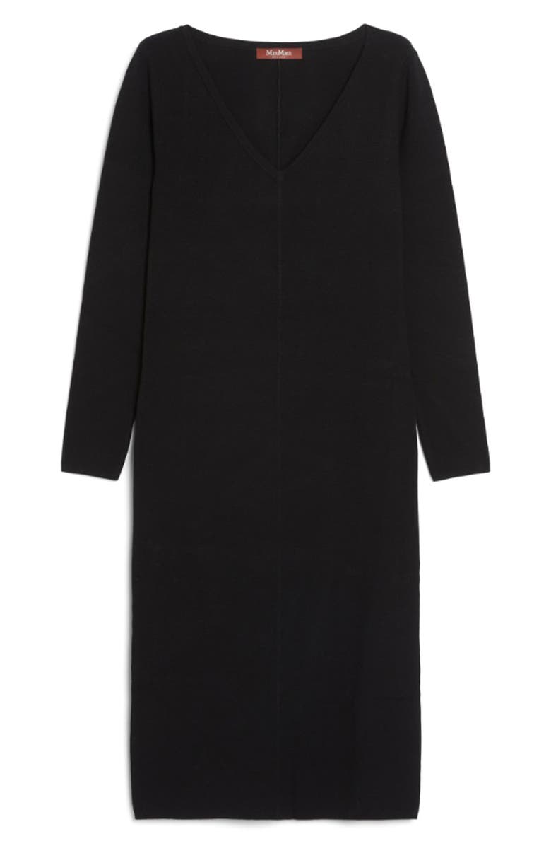 Max Mara Studio Veletta Long Sleeve Midi Sweater Dress, Main, color, Black