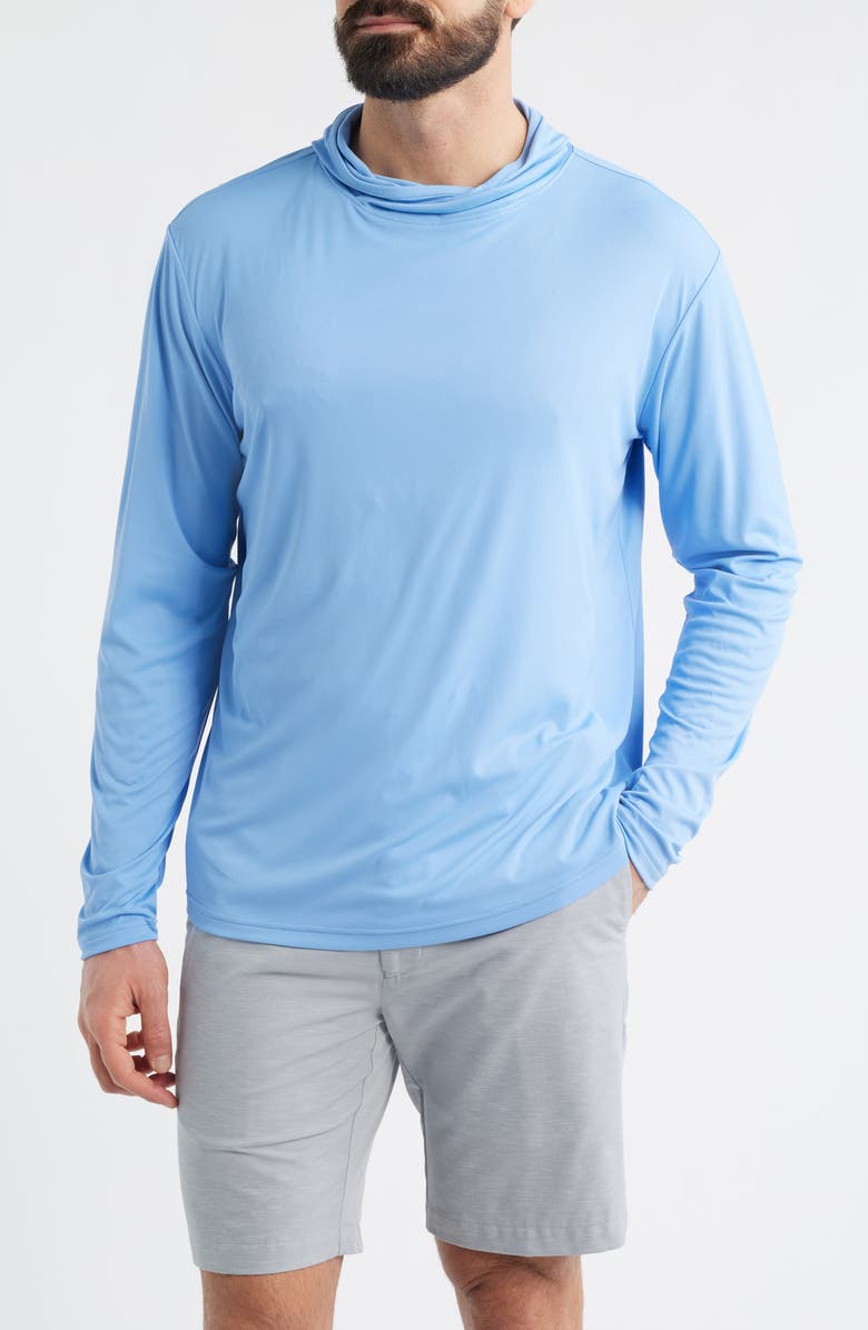 Peter Millar Featherweight Performance Sun Hoodie, Main, color, Bluebird