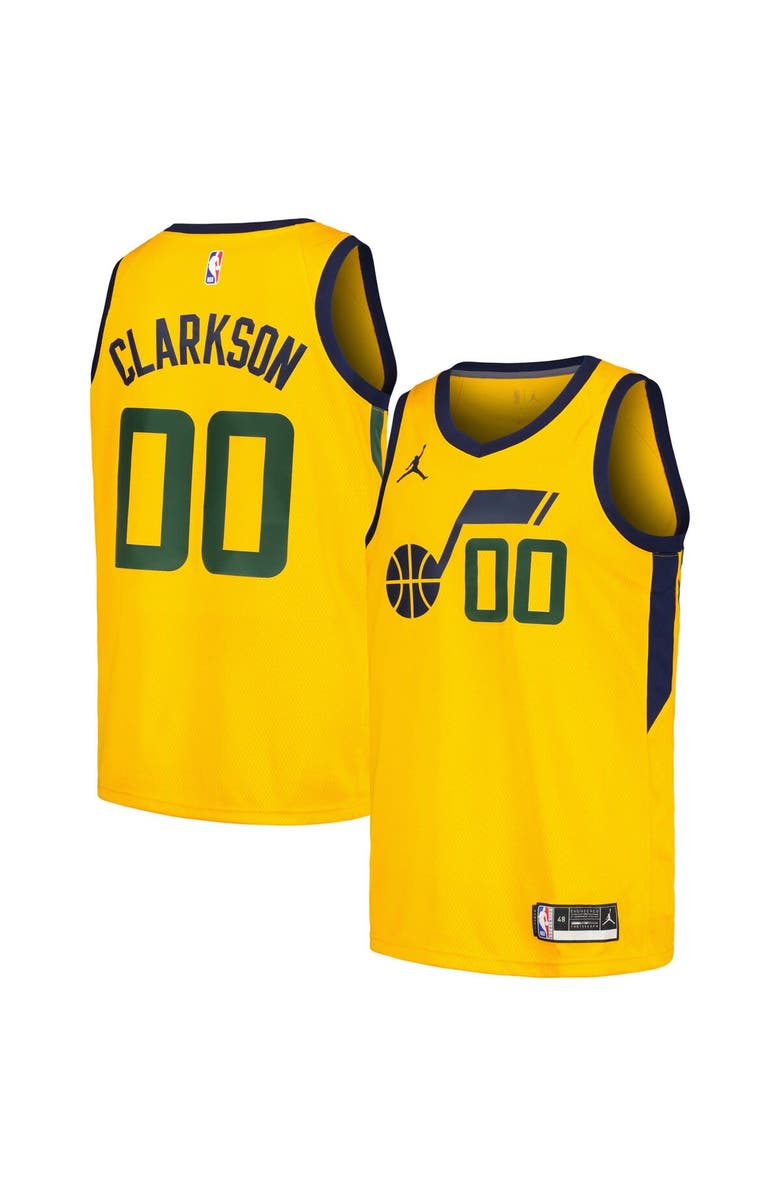 Jordan Brand Men's Jordan Brand Jordan Clarkson Yellow Utah Jazz Swingman Player Jersey - Statement Edition, Main, color, 