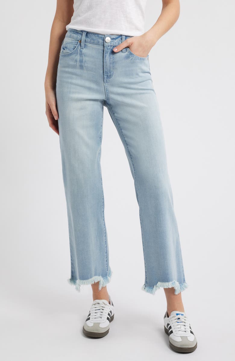 1822 Denim Frayed High Waist Demi Bootcut Jeans, Main, color, Chase