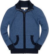 Hope & Henry Kids' Organic Full Zip Raglan Mock Neck Sweater