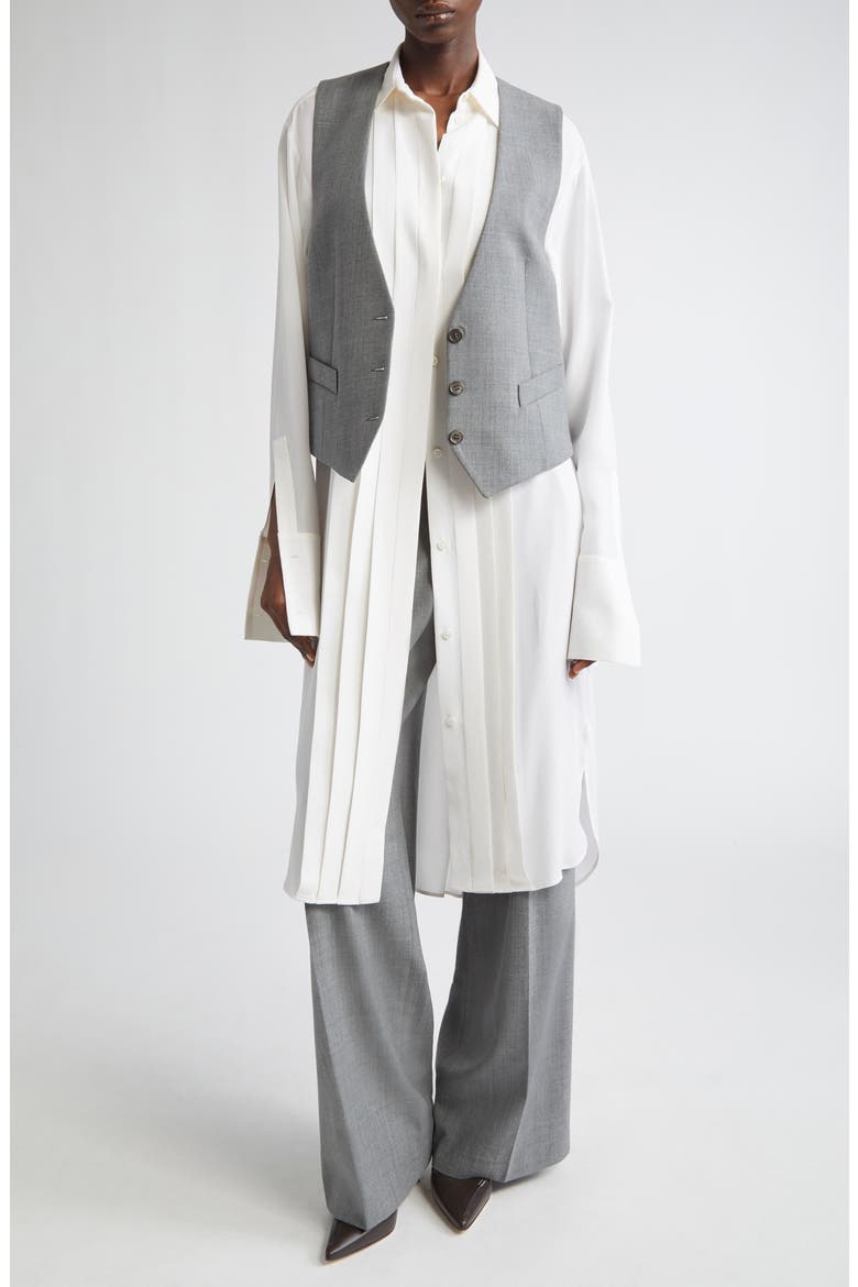 Pleated Slouch Stretch Wool Trousers, Alternate, color, BANKER MELANGE