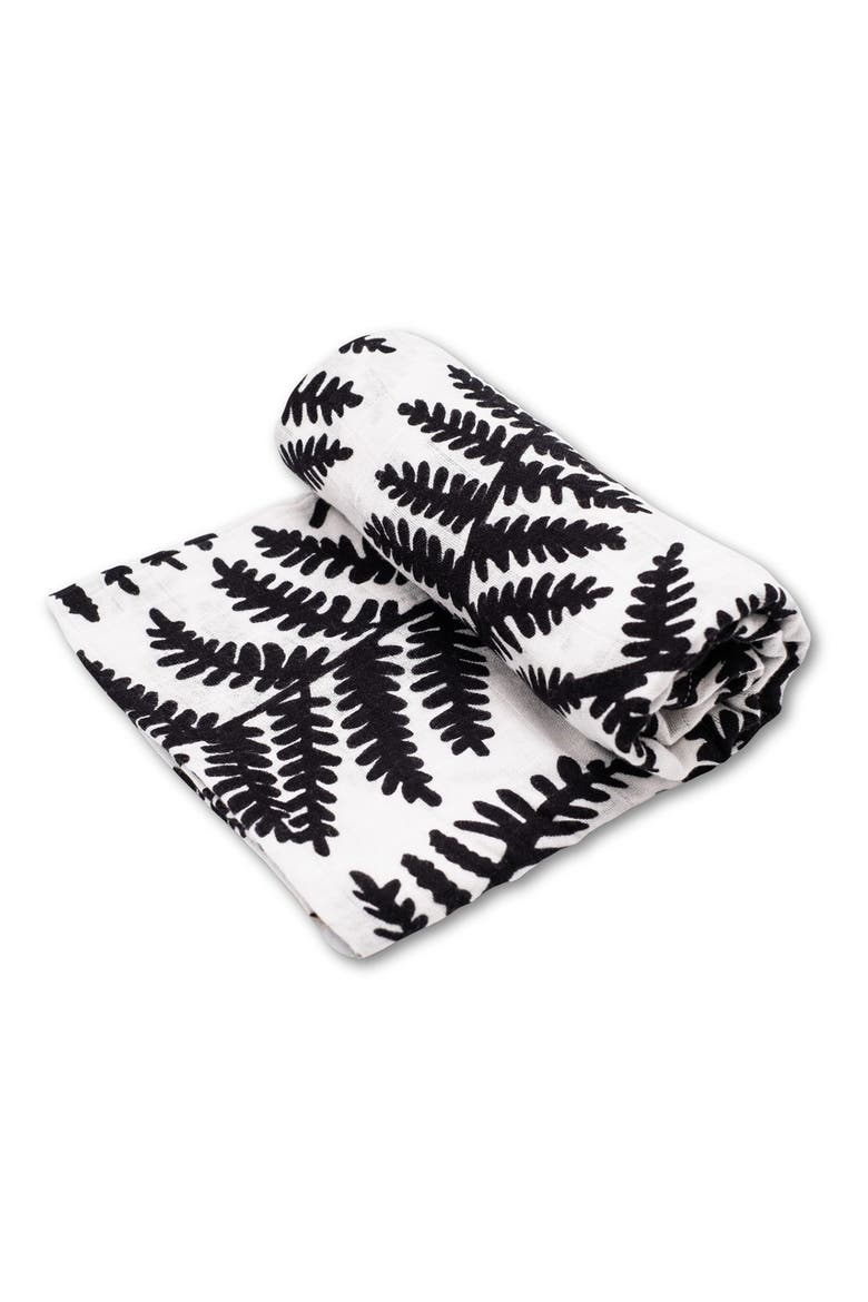 Fern Muslin XL Sensory Square, Main, color, BLACK AND WHITE