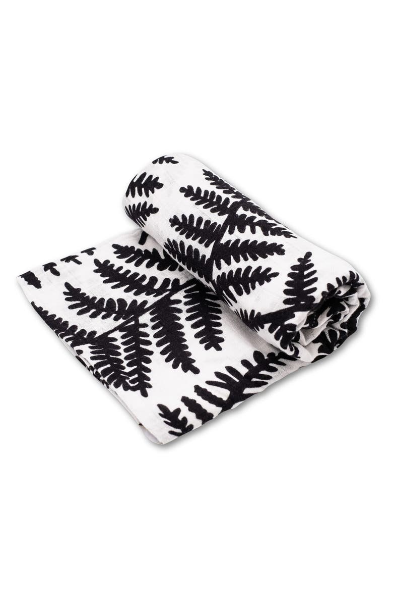 ETTA LOVES Fern Muslin XL Sensory Square, Main, color, Black And White