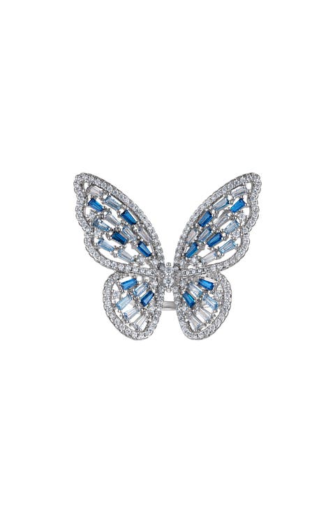 Sterling Silver Cubic Zirconia Butterfly Ring
