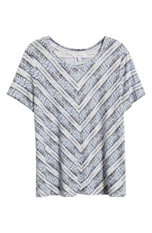 Liverpool Los Angeles Liverpool Plus Size Ikat-print Mitered Knit Short-sleeve Top In Indigo Ikat Str