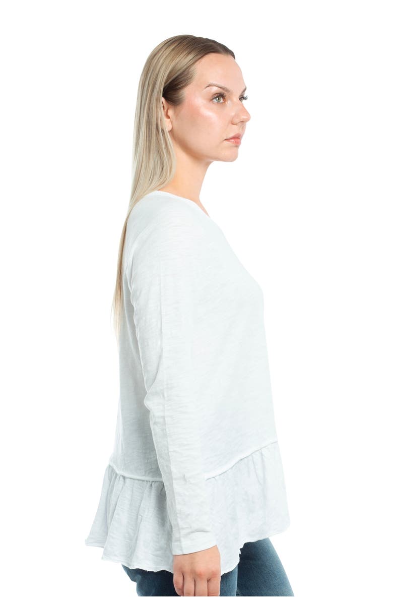 WILT Clothing Raglan Long Sleeve Asymmetric Peplum Hem Tee, Alternate, color, White