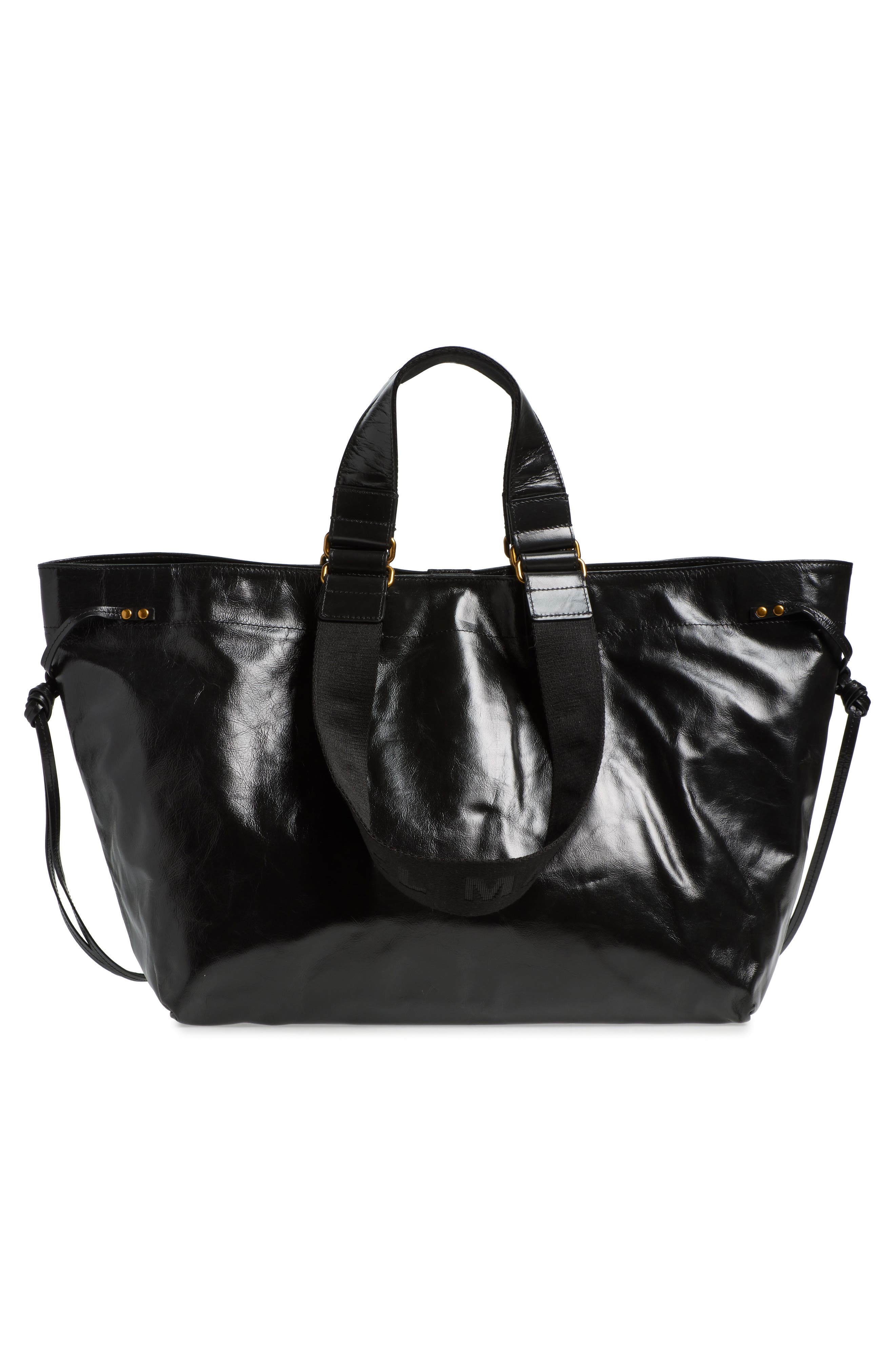 Isabel Marant Wardy Leather Shopper Tote, Alternate, color, Black