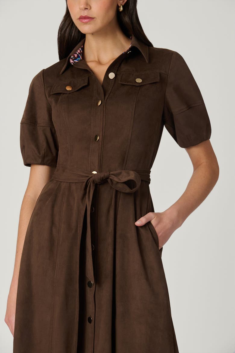 Mara Espresso Suede Dress, Alternate, color, Espresso
