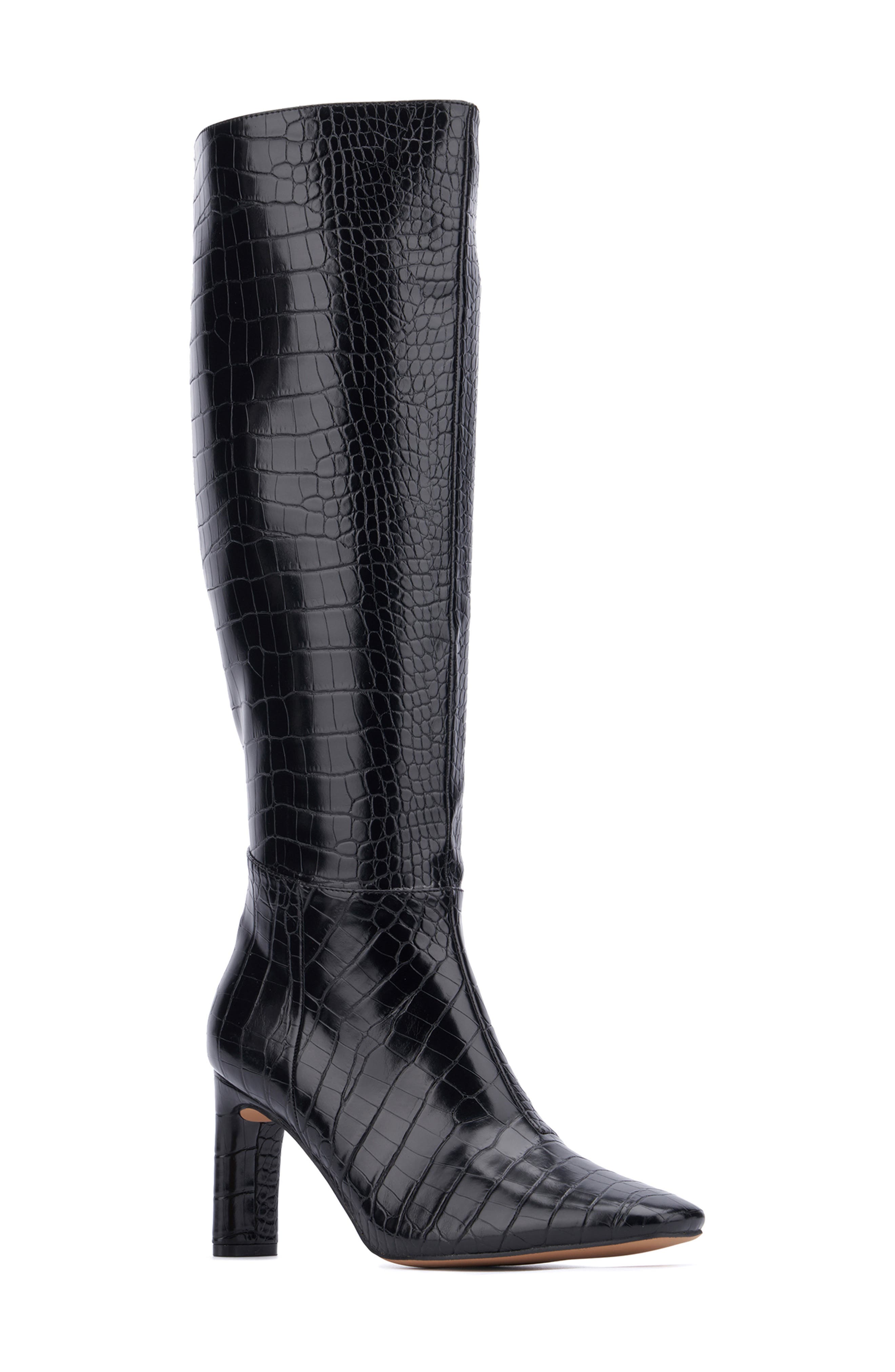 NEW YORK AND COMPANY Isabelle Croc Embossed Knee High Boot