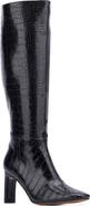 NEW YORK AND COMPANY Isabelle Croc Embossed Knee High Boot
