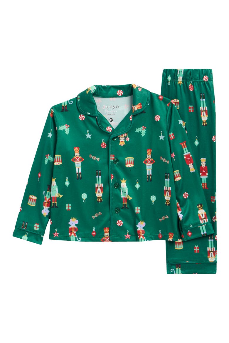Kids' Nutcracker Fitted Two-Piece Pajamas, Main, color, GREEN DRUMMING NUTCRACKERS