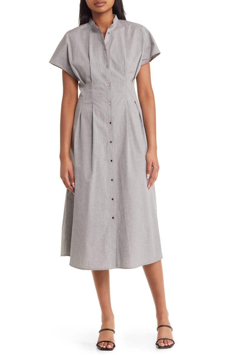 Cotton Button-Up Shirtdress, Main, color, BLACK/ WHITE