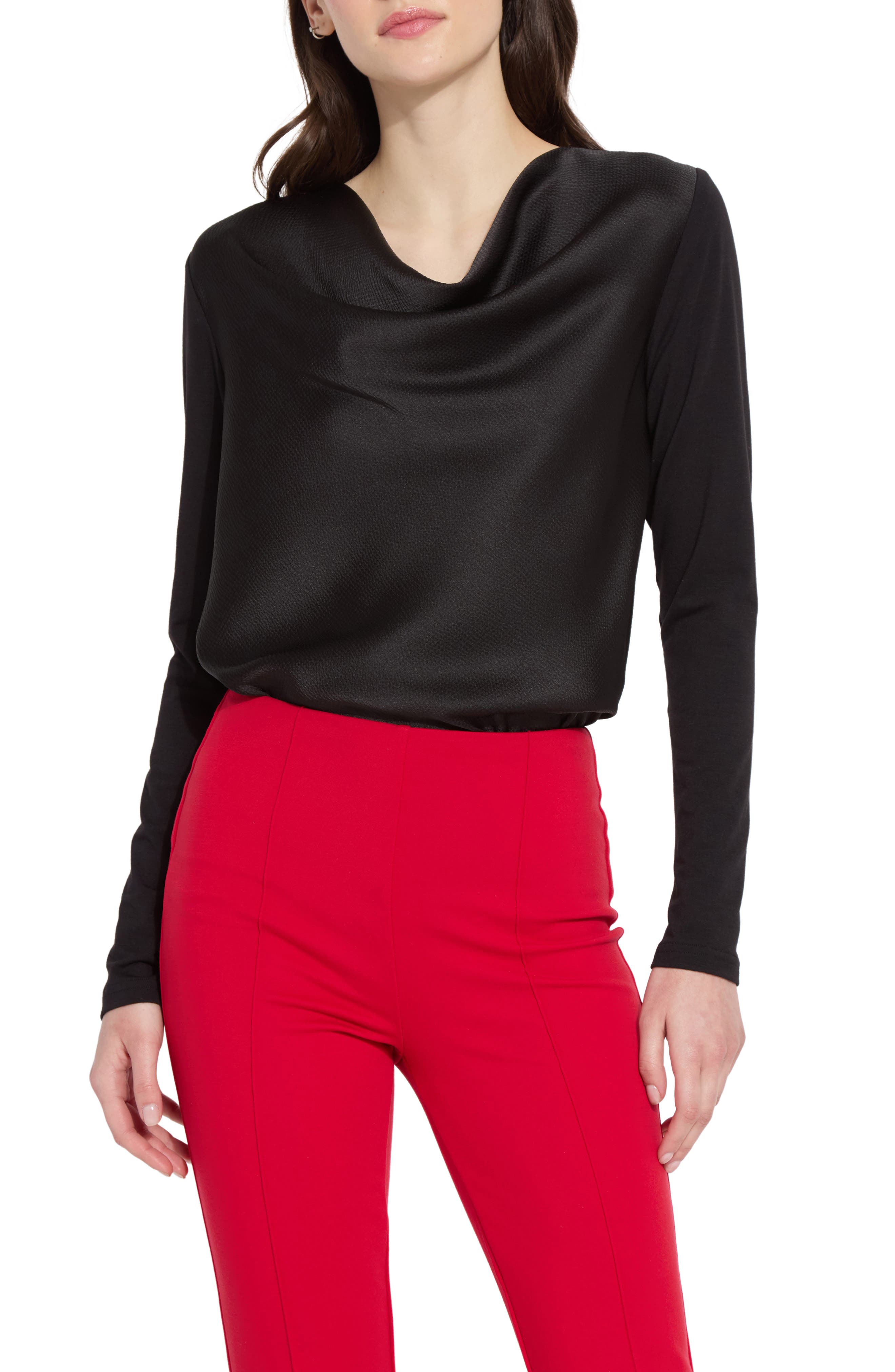Lysse Ingrid Cowl Neck Mix Media Top