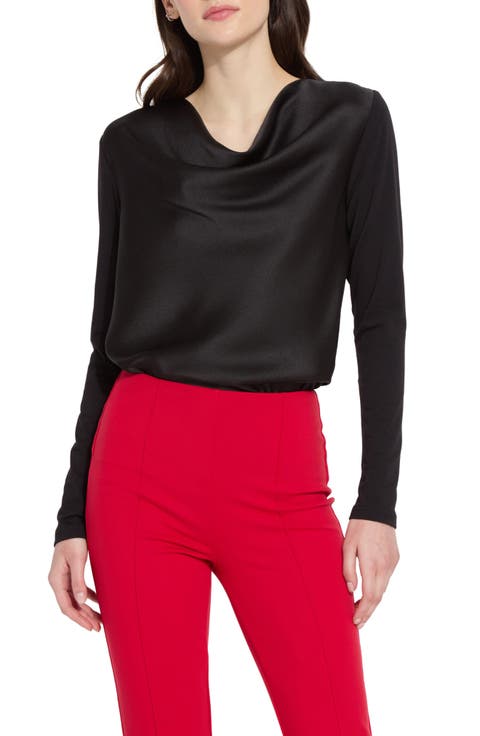 Ingrid Cowl Neck Mix Media Top