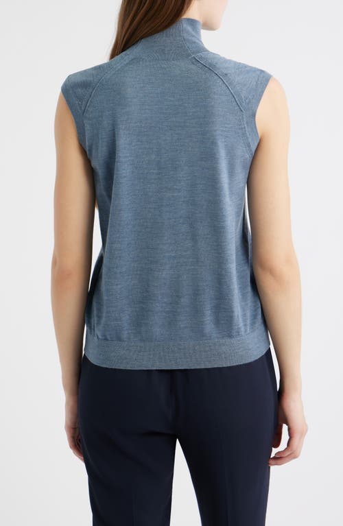 Hugo Boss Boss Fipini Turtleneck Sleeveless Virgin Wool Sweater In Blue