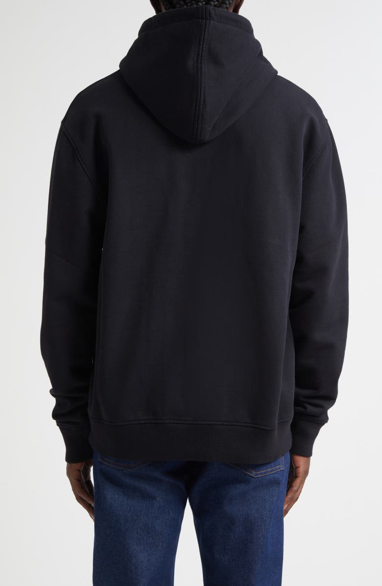 AMI PARIS Ami de Coeur Logo Embroidered Zip Hoodie, Alternate, color, 001 Noir