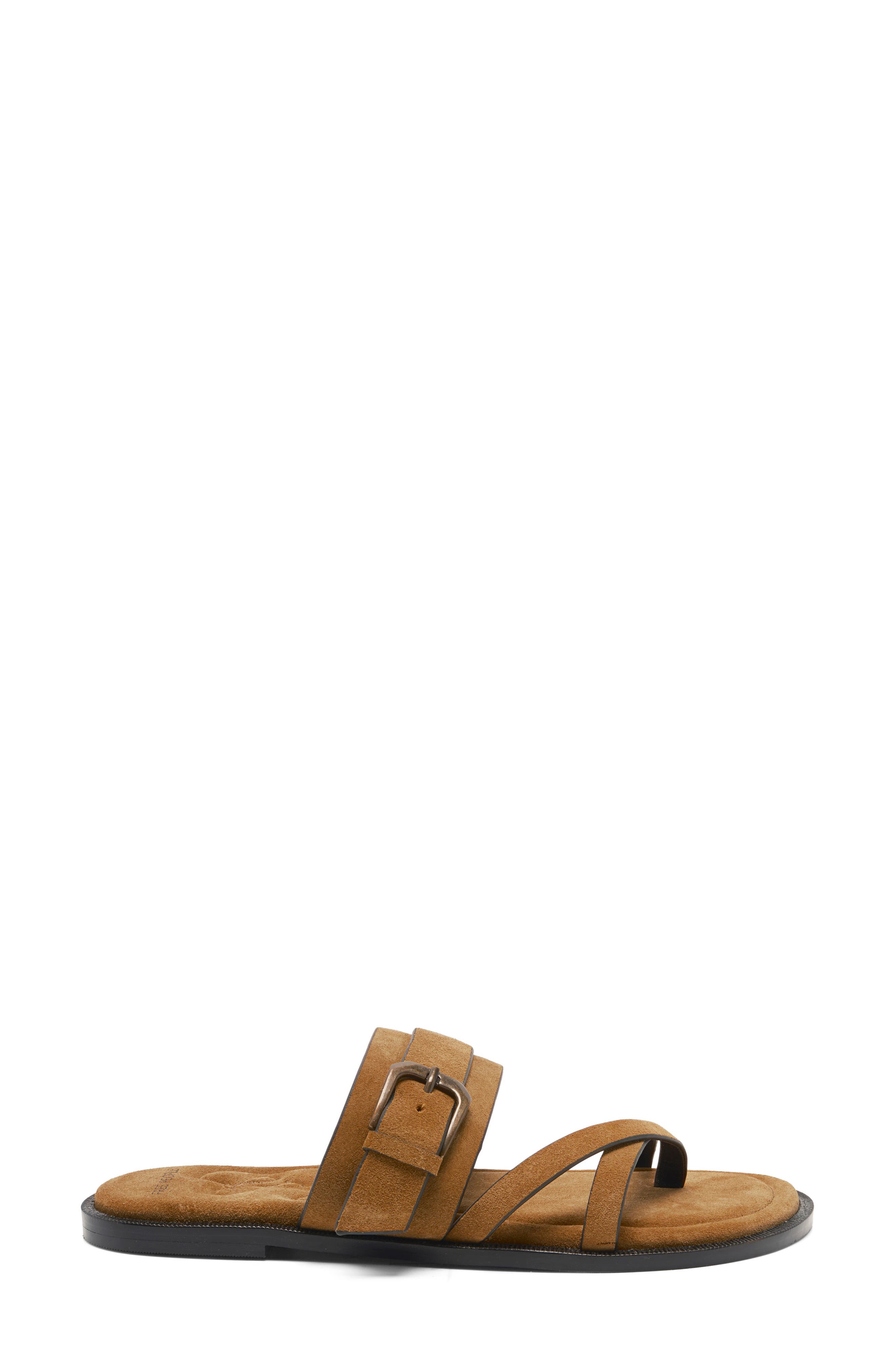 Belted Cross Strap Slide Sandal, Alternate, color, DRIFTWOOD TAN SUEDE
