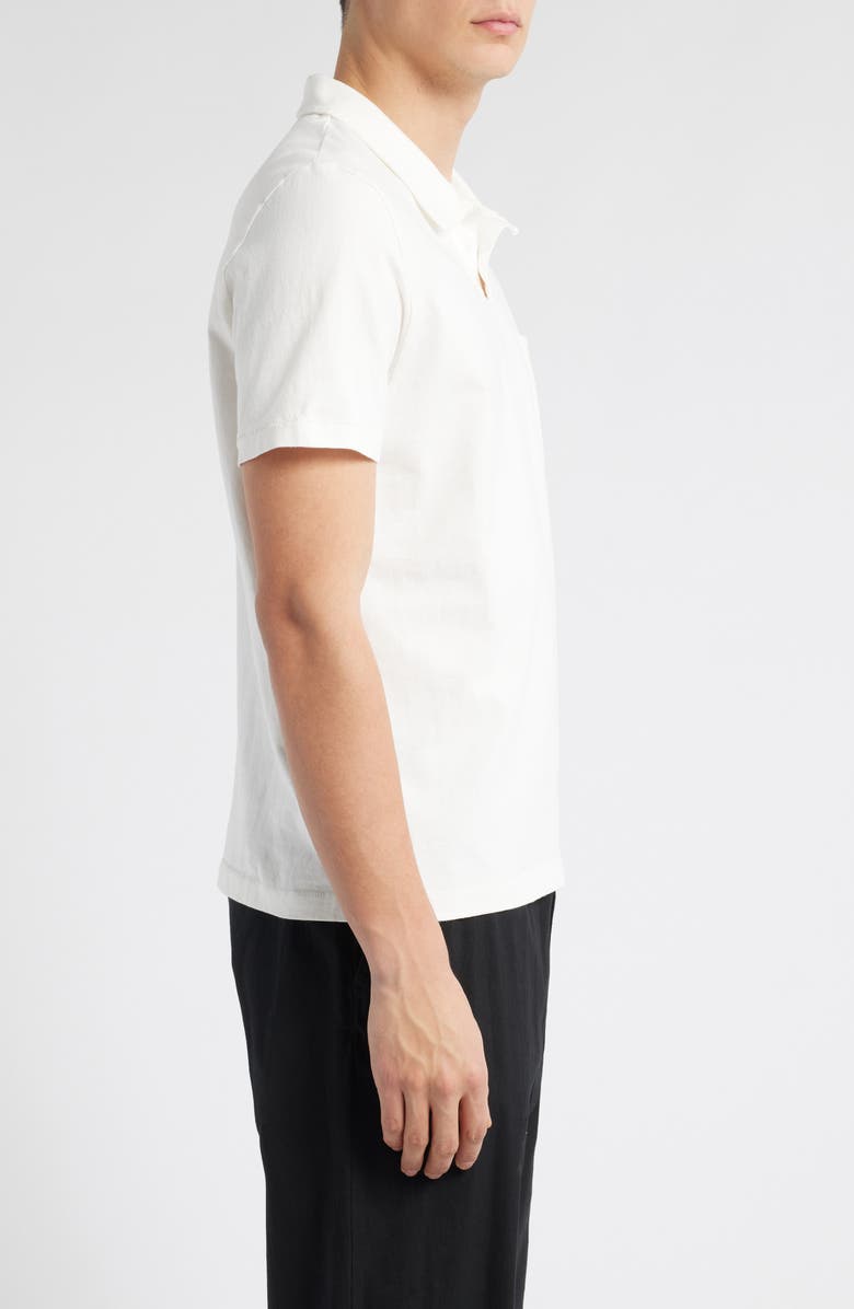 MERZ B SCHWANEN Classic Organic Cotton Jersey Polo with Pocket, Alternate, color, White