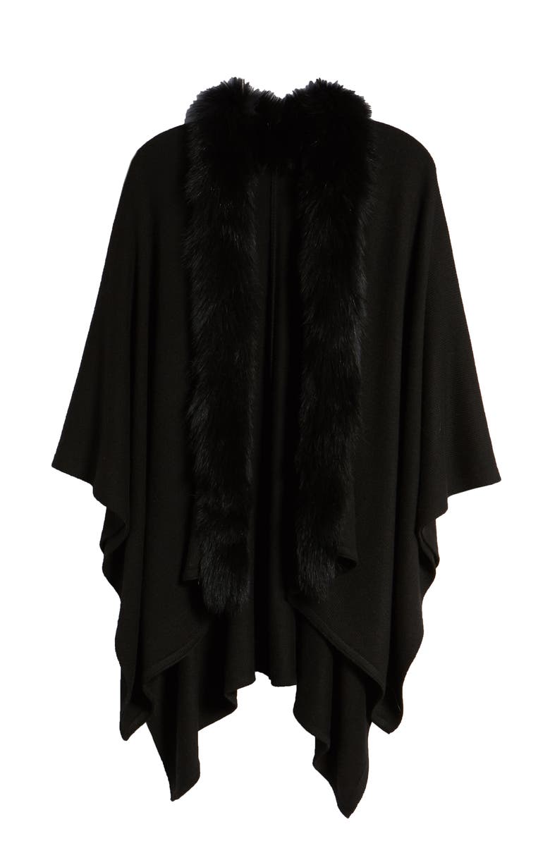 La Fiorentina Wool Blend Wrap with Genuine Fox Fur Trim, Alternate, color, 