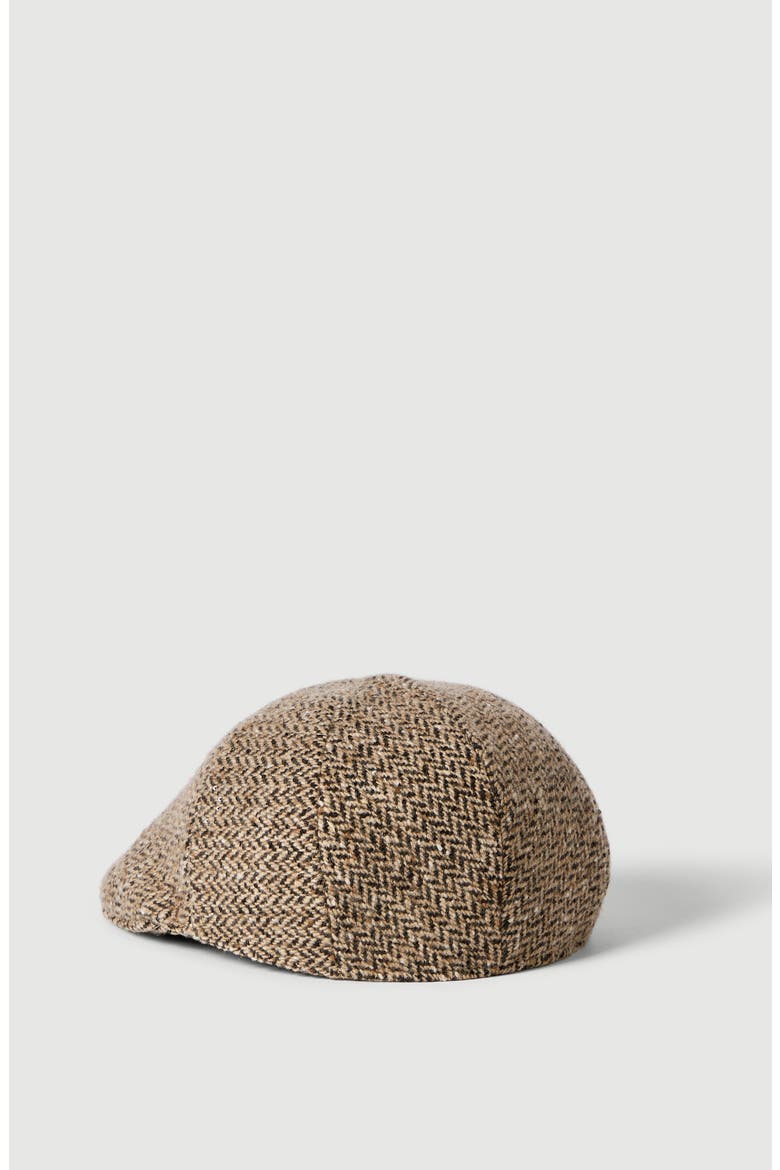 Dazzling & sparkling virgin wool chevron flat hat, Alternate, color, Light Brown