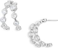 Nadri Brooklyn Cubic Zirconia Double Row Hoop Earrings