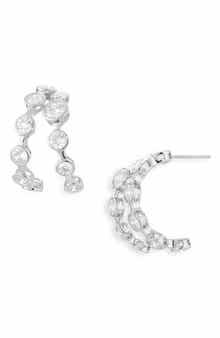 Nadri Brooklyn Cubic Zirconia Double Row Hoop Earrings
