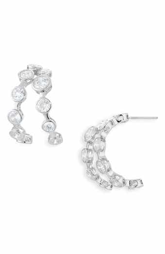 Nadri Brooklyn Cubic Zirconia Double Row Hoop Earrings