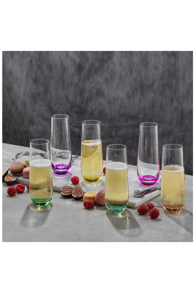 Hue Colored Stemless Champagne Glass - Set of 6, Alternate, color, MULTI