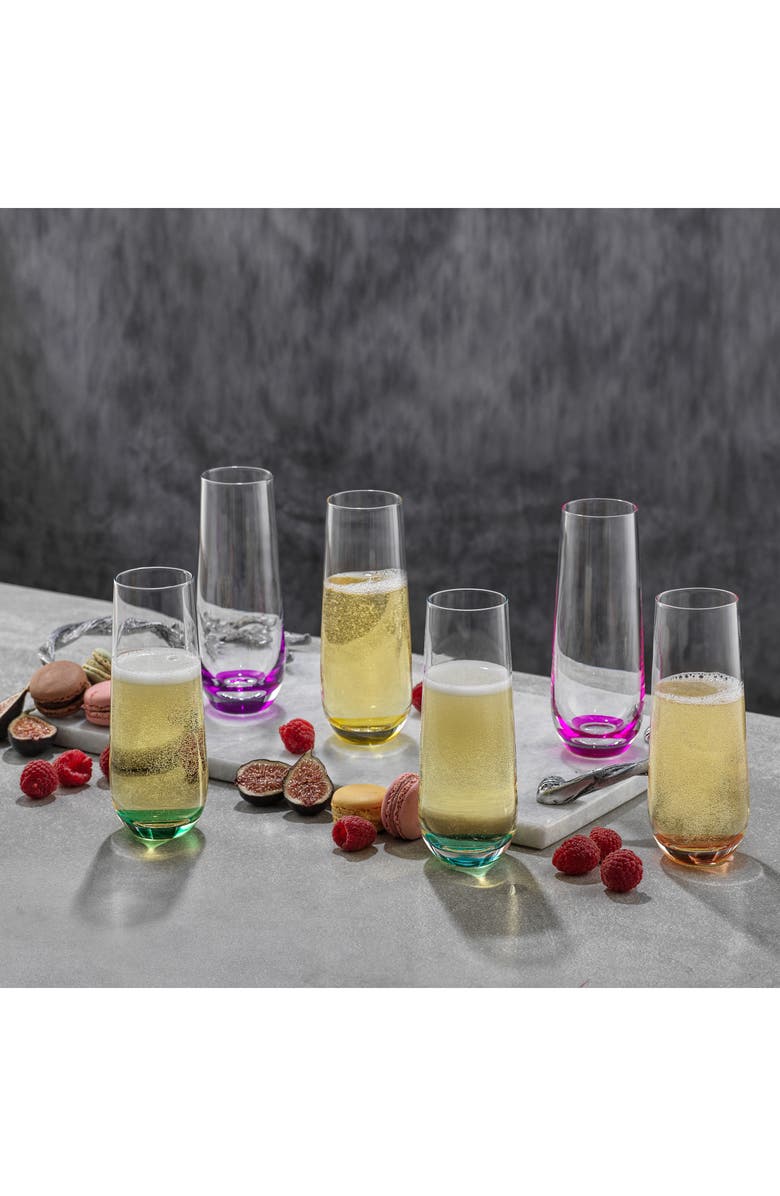 JoyJolt Hue Colored Stemless Champagne Glass - Set of 6, Alternate, color, Multi