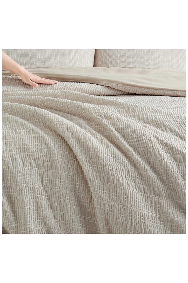 Stitched Gauze Yarn Dye Jacquard Comforter & Sham Set, Alternate, color, LIGHT BEIGE