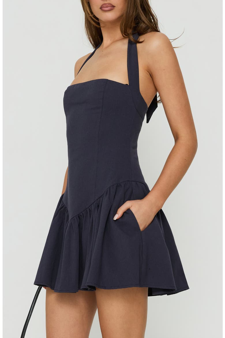 Esatora Halter Flare Minidress, Alternate, color, NAVY