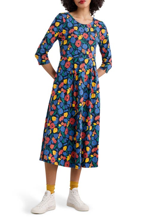Veronica Floral Organic Cotton Jersey Midi Dress