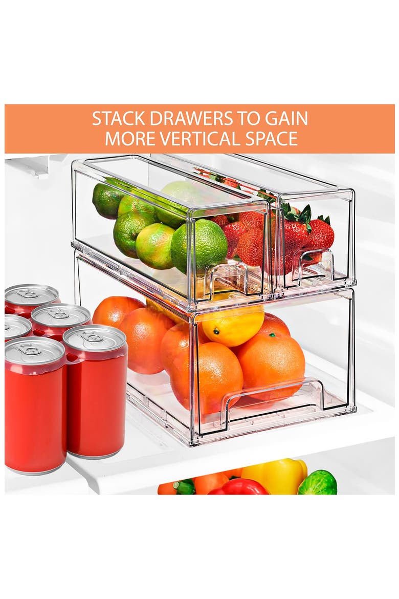3-Piece Fridge Storage Bin Set, Alternate, color, CLEAR