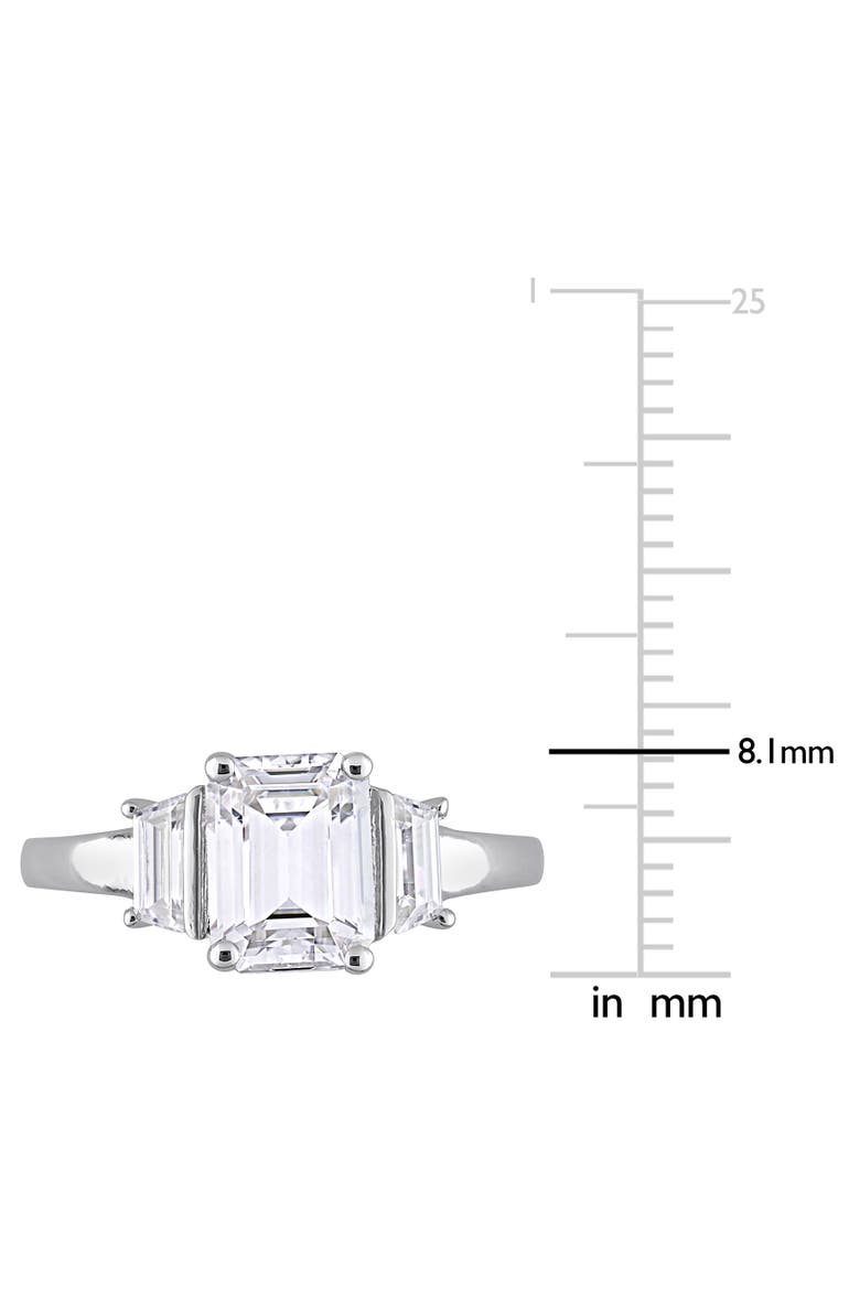 Moissanite Octagon 3-Stone Ring, Alternate, color, Sterling Silver