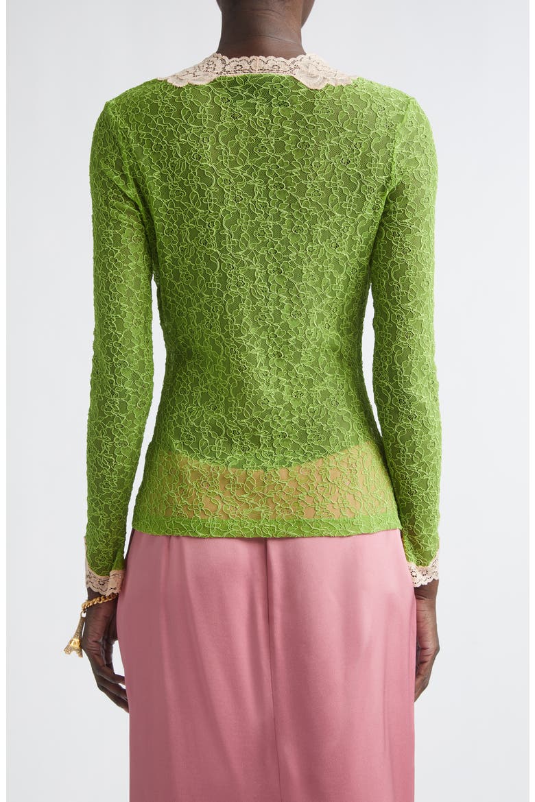 Scalloped Trim Stretch Lace Cardigan, Alternate, color, GREEN