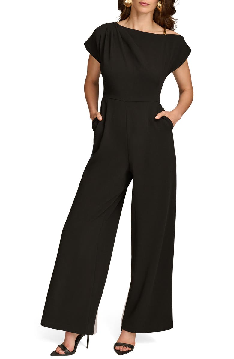 Donna Karan New York Caddy Cold Shoulder Crepe Jumpsuit, Main, color,