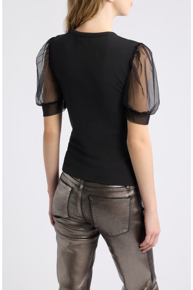 The Tulle Sleeve Top, Alternate, color, BLACK