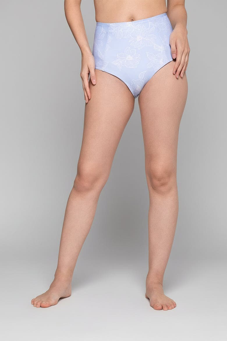 Women's Ocean Sculpt High Rise Swim Bottoms, UPF 50+ Sun Protection, Alternate, color, Skyride Perfect Peony