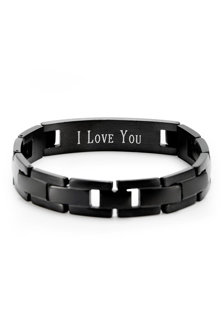 Men's Engravable Lord's Prayer Bracelet., Alternate, color, BLACK