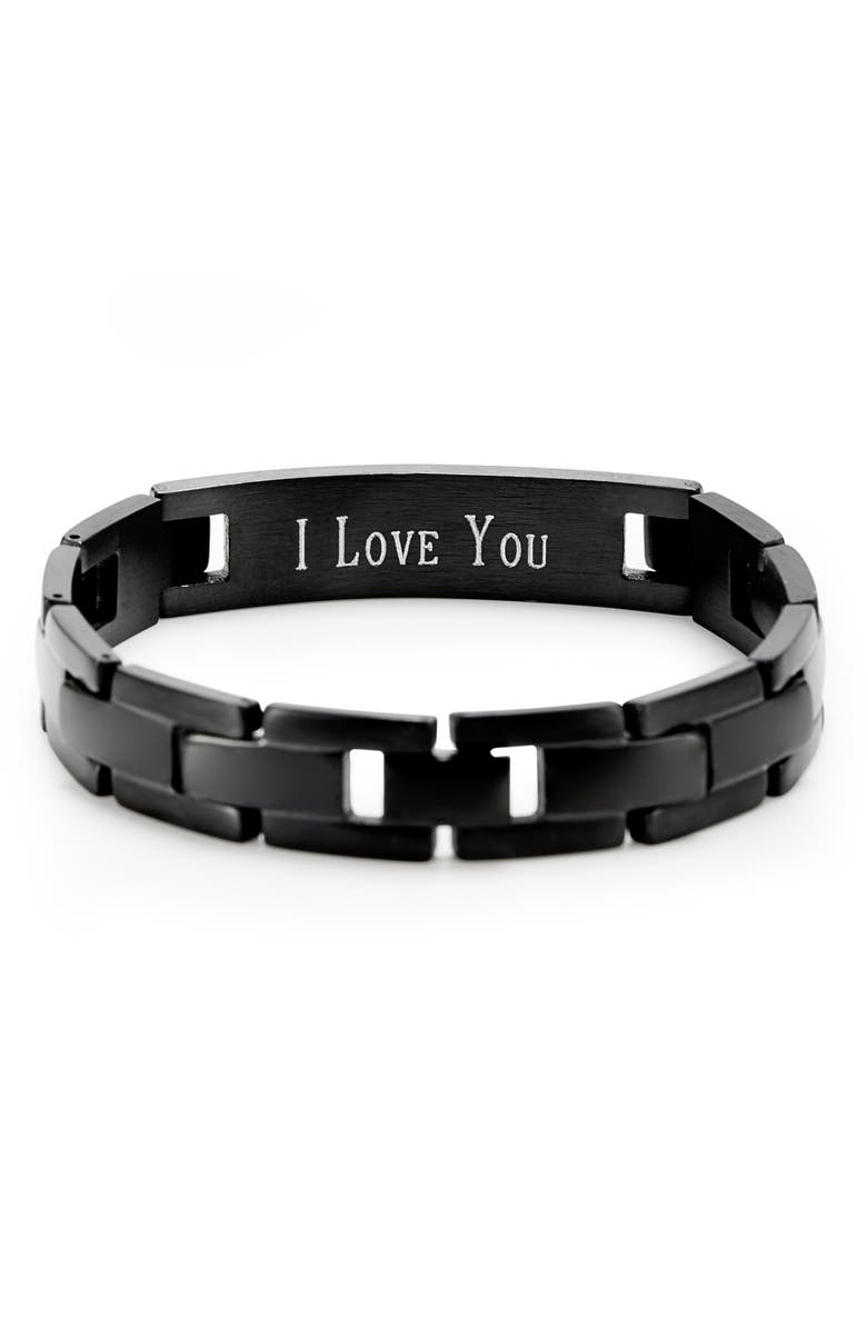 Brook and York Men's Engravable Lord's Prayer Bracelet., Alternate, color, Black