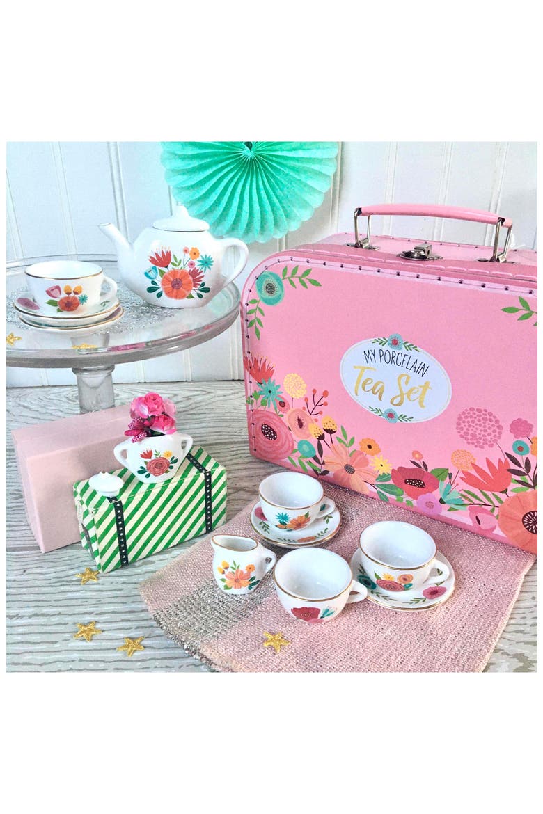 My Porcelain Tea Set & Carry Case, Alternate, color, WHITE/ FLORAL