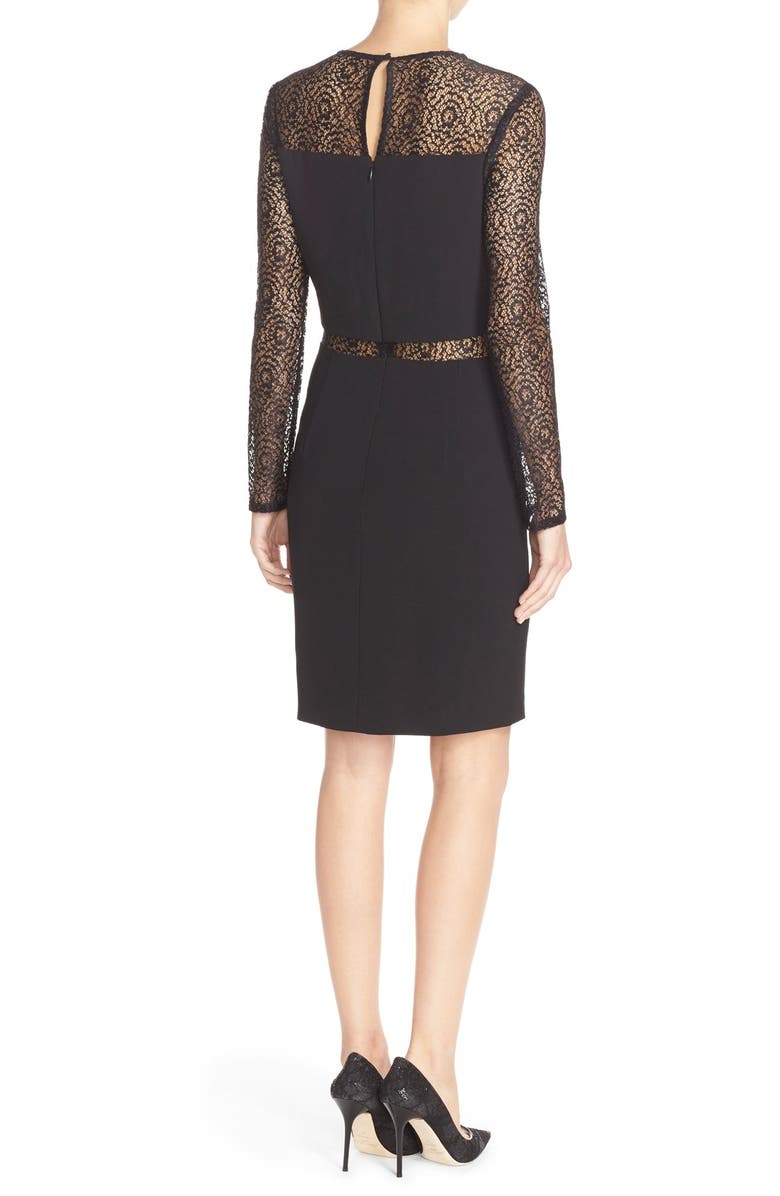 Aidan by Aidan Mattox Mixed Media Popover Dress, Alternate, color, Black