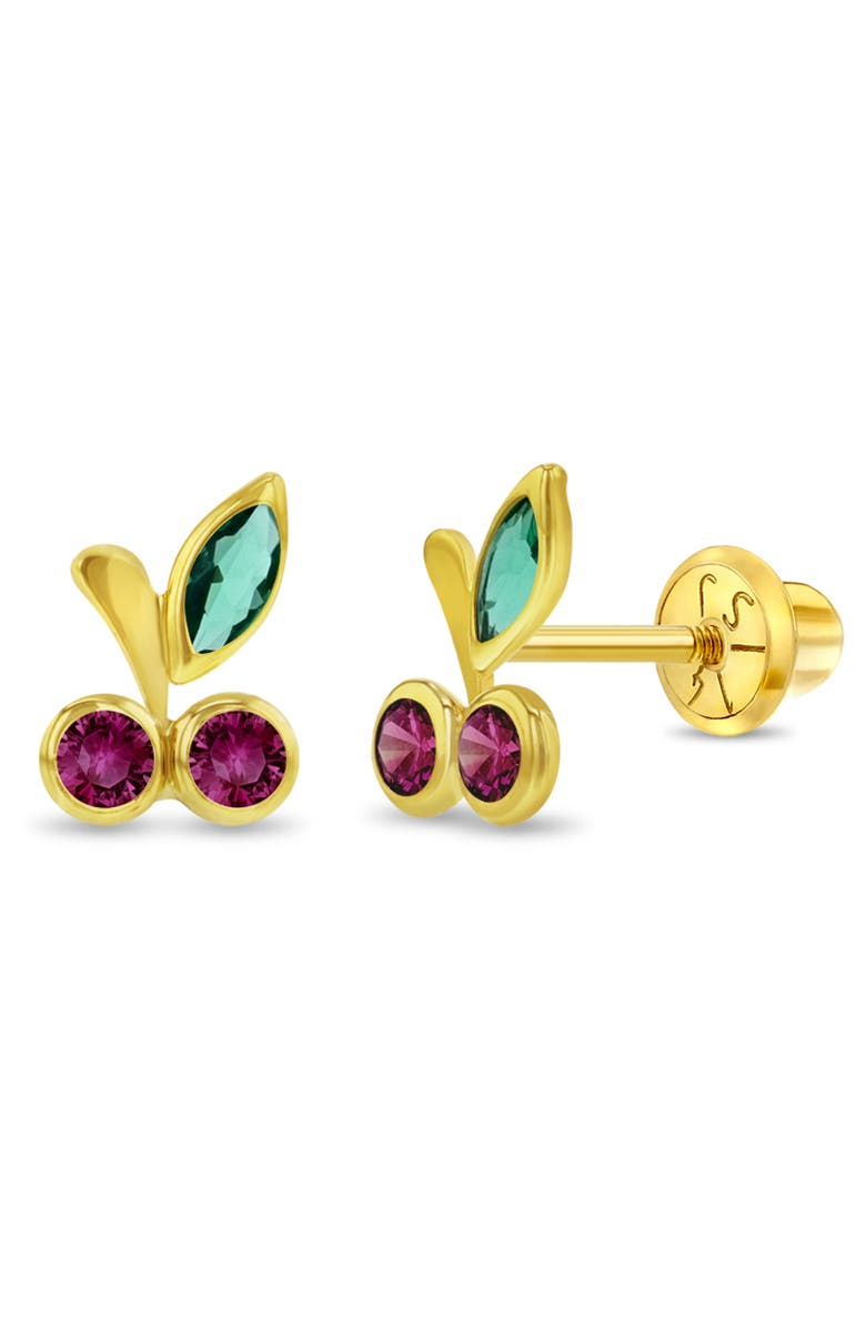 In Season Jewelry 14k Sparkling Cherries Girl Earrings, Main, color,